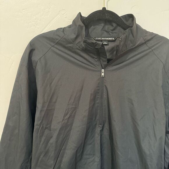 Port Authority Men’s Jacket Black Pullover Windbreaker Jacket Half Zip Large - Picture 3 of 7
